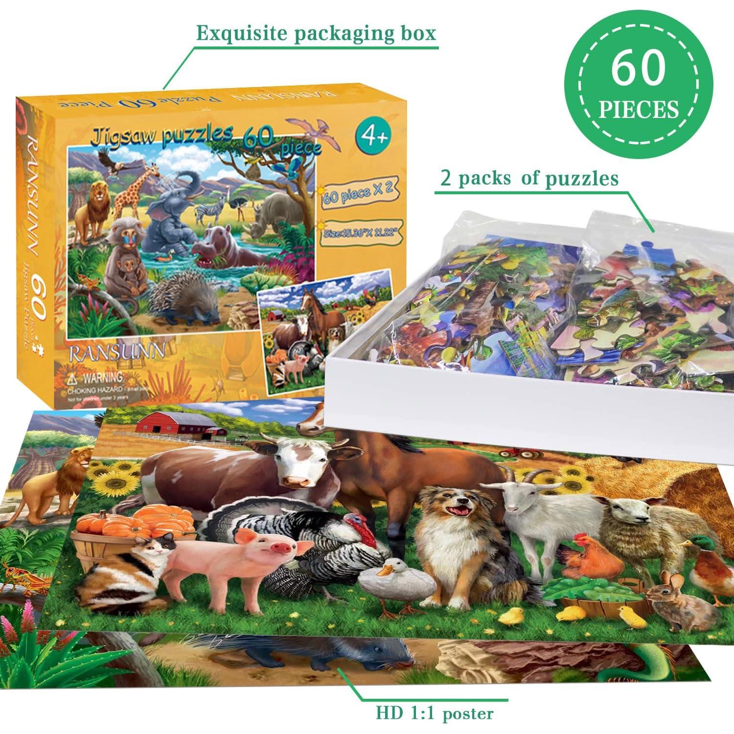 Rompecabezas RANSUNN 60 Piezas Animales 4-8 Años