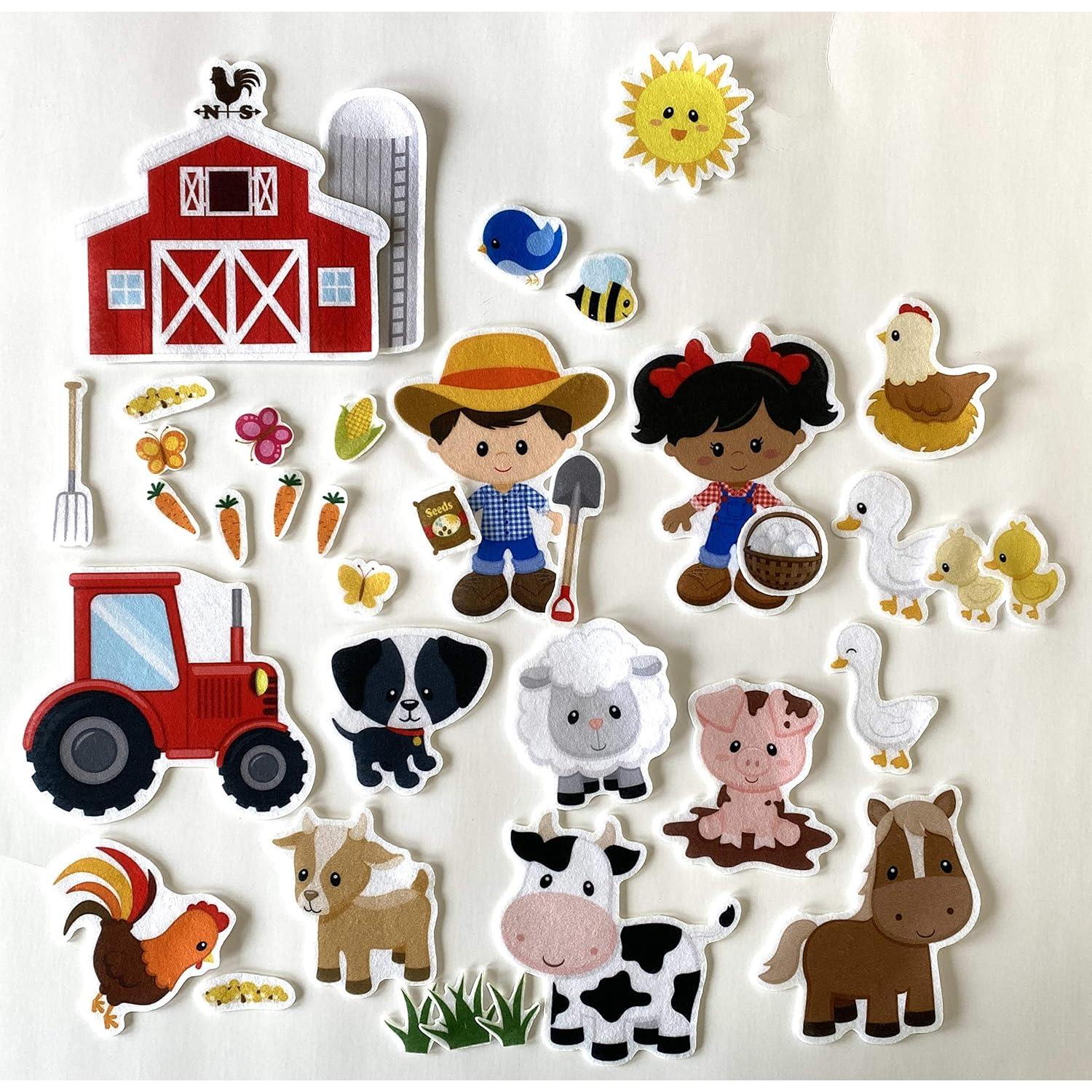 Story Time Felts 35 Pc Farm Animals Fun Felt Flannel Board Set Stories