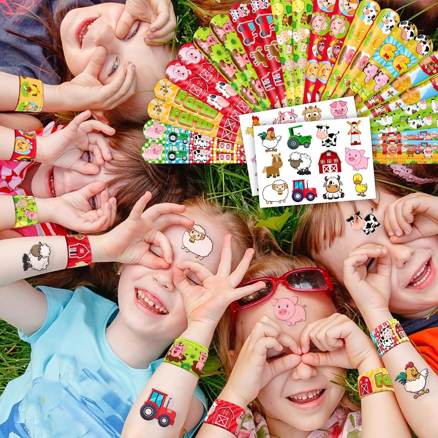 48PCS Fiesta Animales de Granja - Tatuajes y Pulseras