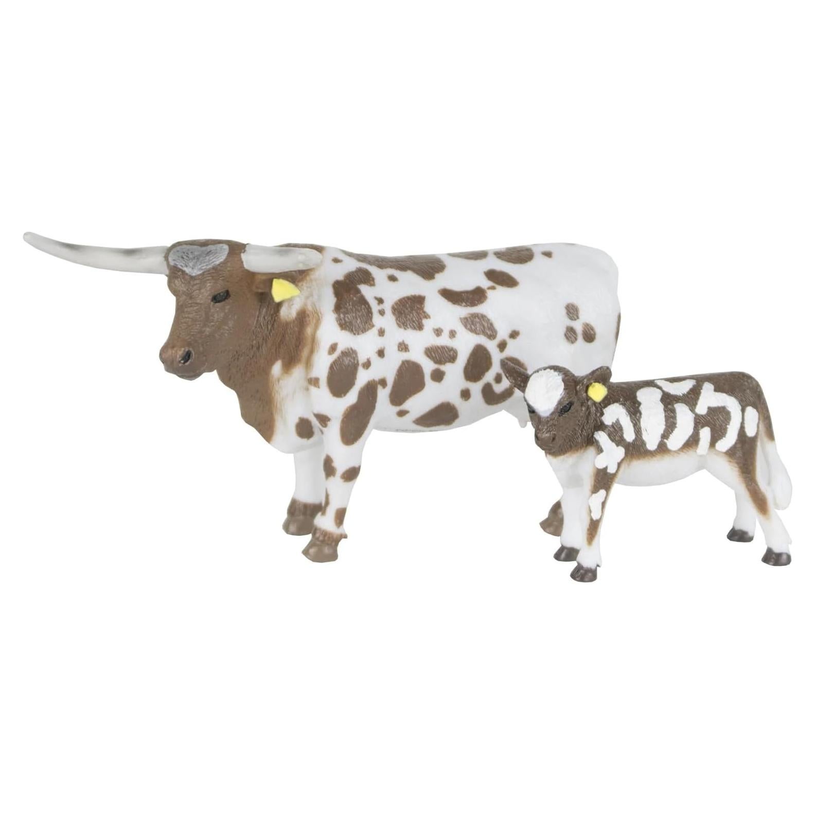 Vaca y Ternero Longhorn Big Country Toys 1:20 Pintados a Mano