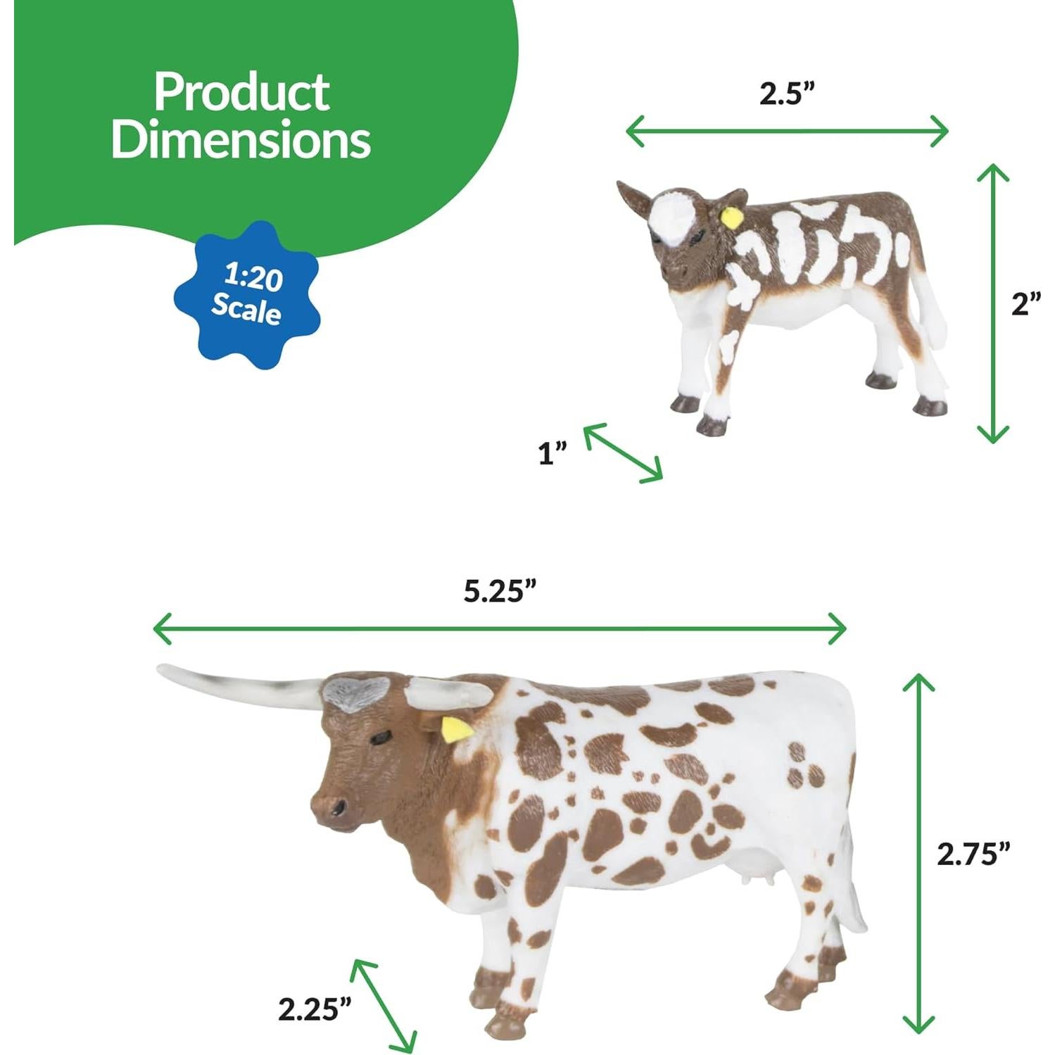 Vaca y Ternero Longhorn Big Country Toys 1:20 Pintados a Mano