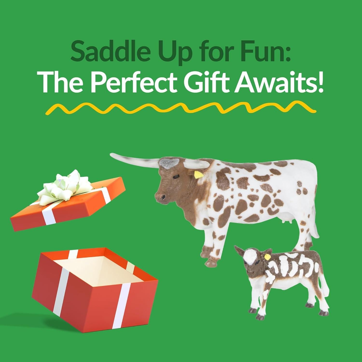 Vaca y Ternero Longhorn Big Country Toys 1:20 Pintados a Mano