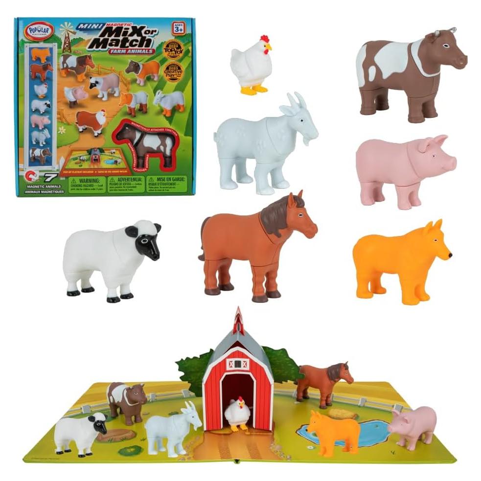 Juguetes Magnéticos Mini Granja - 7 Animales + Tapete