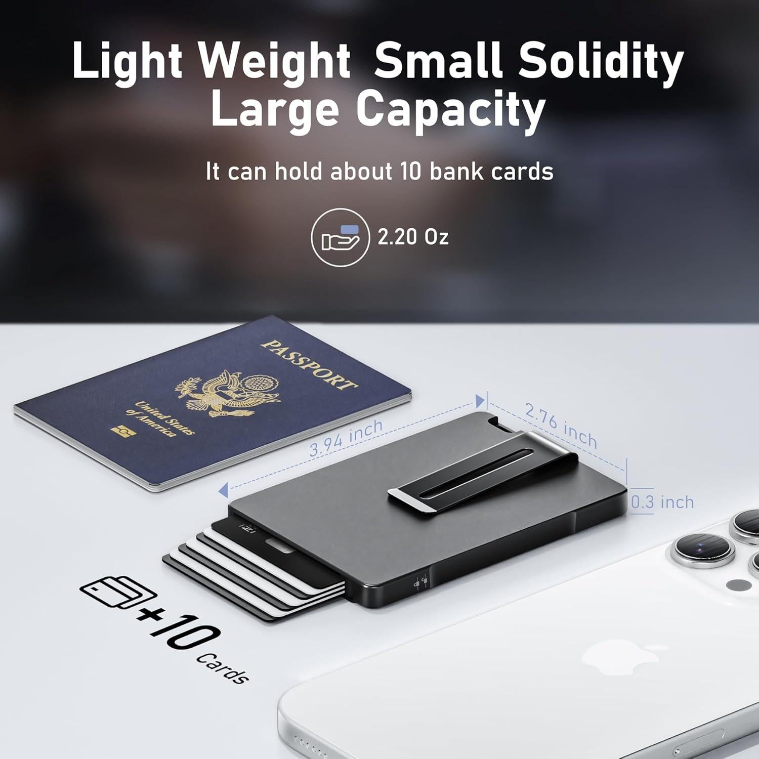 Cartera Minimalista Umoven para Hombres con Bloqueo RFID - Negro