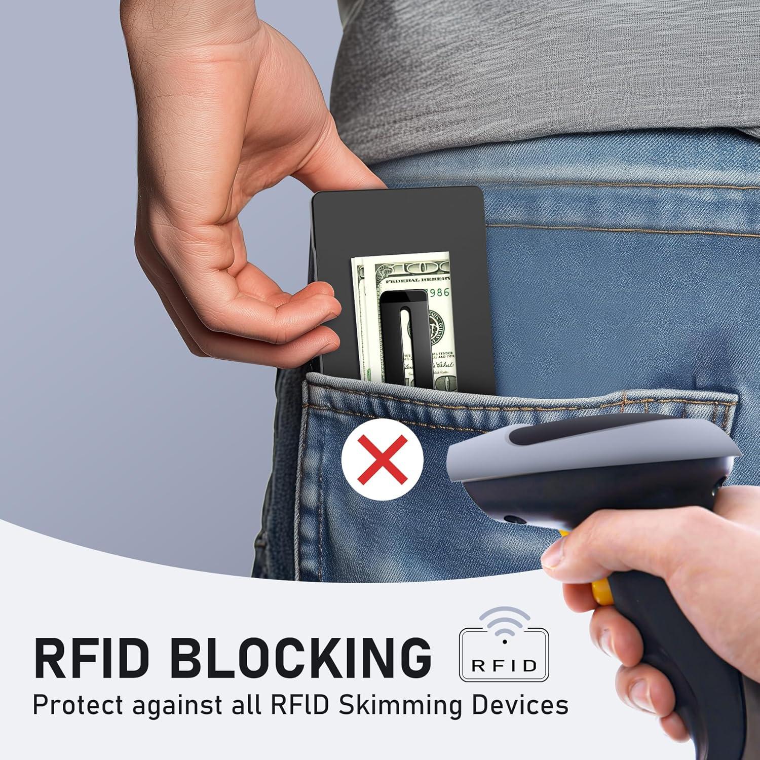 Cartera Minimalista Umoven para Hombres con Bloqueo RFID - Negro