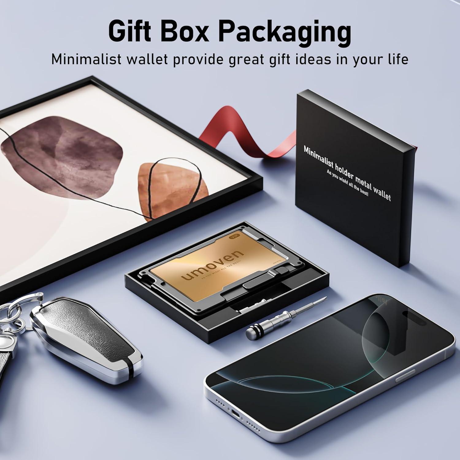 Cartera Minimalista Umoven para Hombres con Bloqueo RFID - Negro