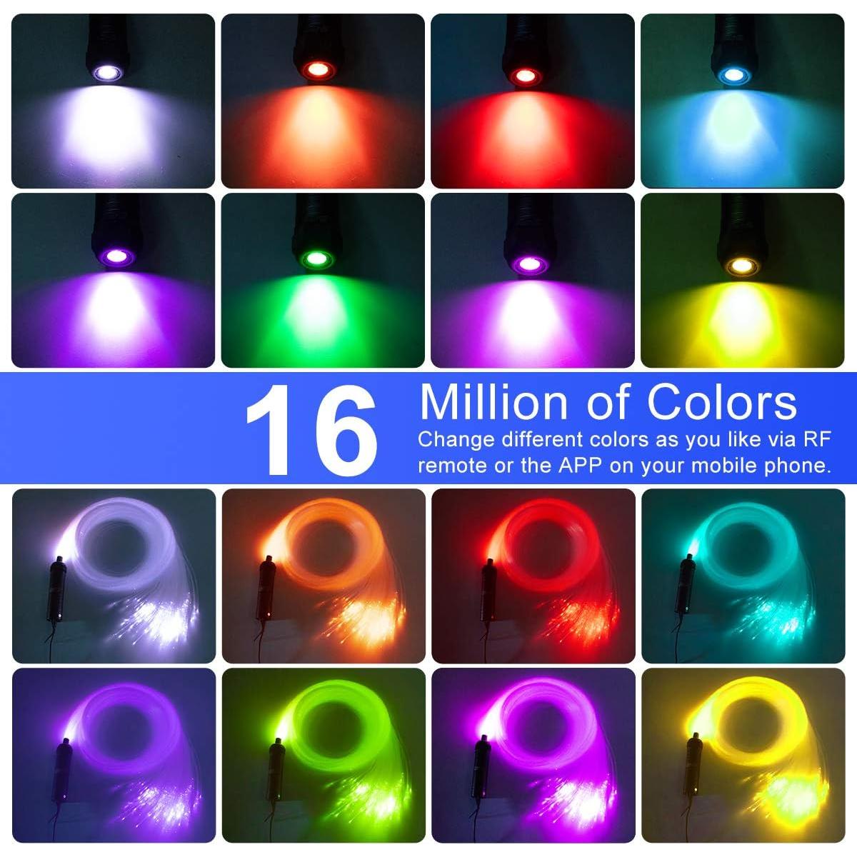 Kit de Luces de Fibra Óptica AZIMOM 6W RGBW 150pcs 1.98m