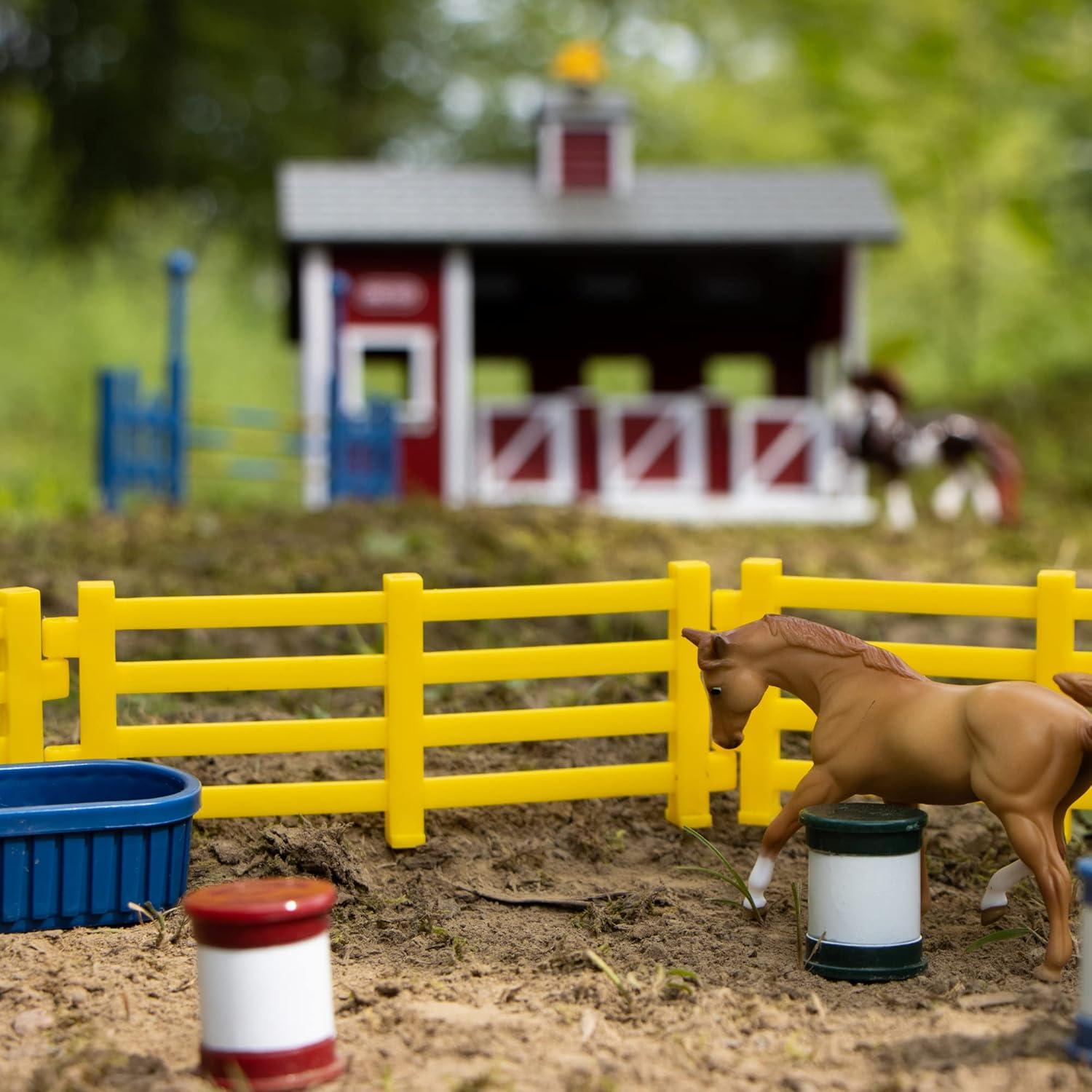 Set de Establo Rojo Breyer Stablemates con 2 Caballos y Accesorios