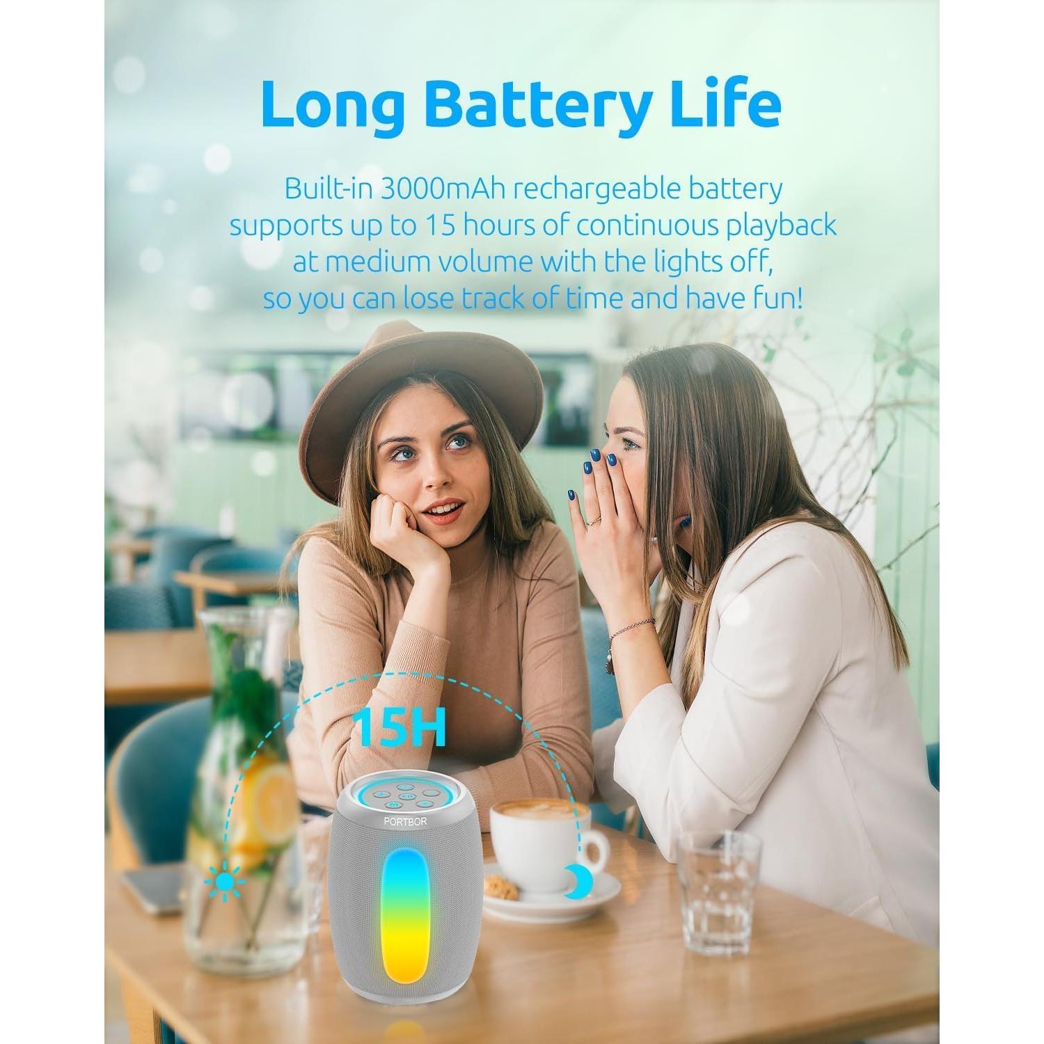 Altavoz Bluetooth PORTBOR Inalámbrico 15H IPX5 Gris