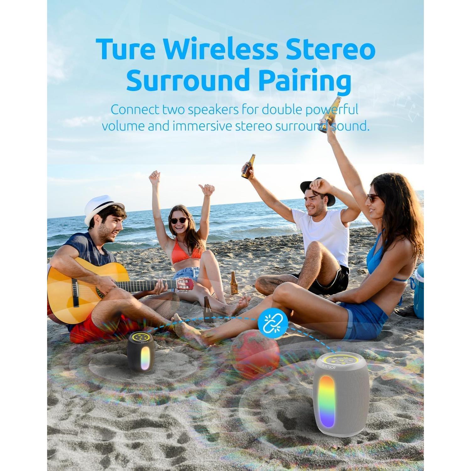 Altavoz Bluetooth PORTBOR Inalámbrico 15H IPX5 Gris