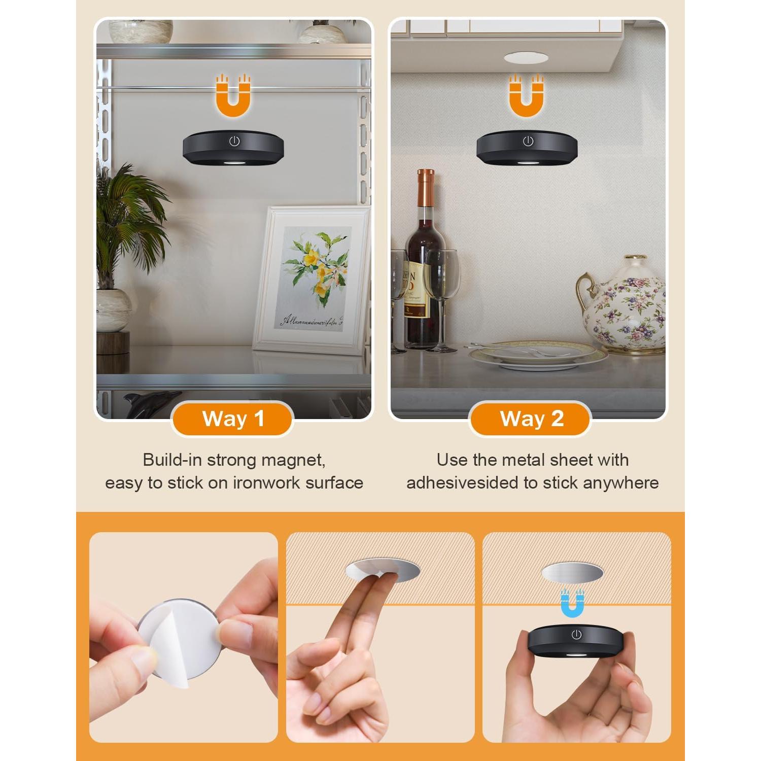 Luces Puck WILLED Recargables con Control Remoto - Paquete de 3