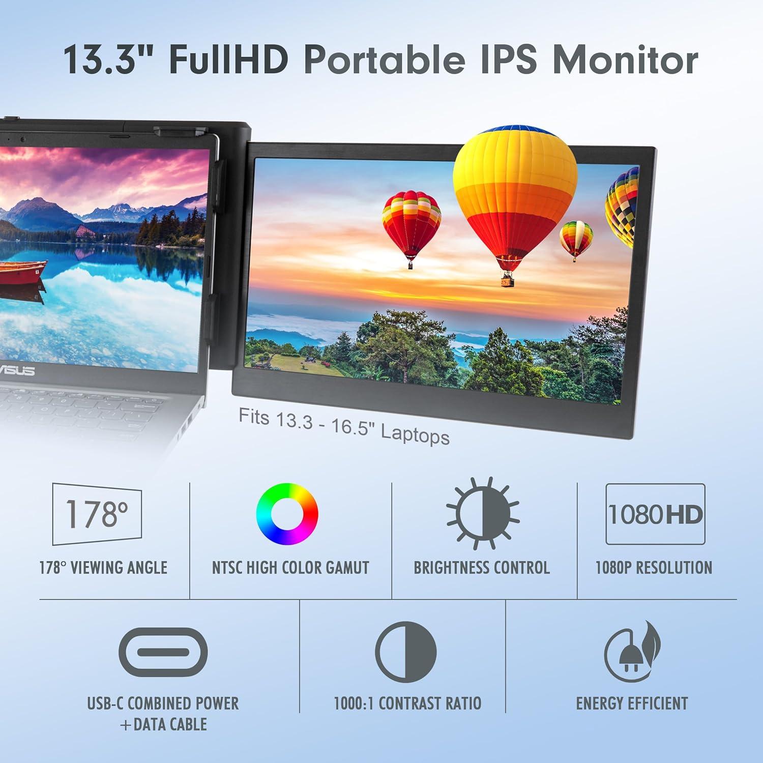 Monitor Portátil Asani P2Pro 13.3" Full HD Tri-Screen