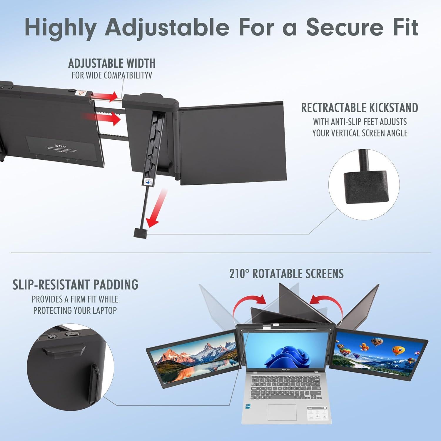 Monitor Portátil Asani P2Pro 13.3" Full HD Tri-Screen