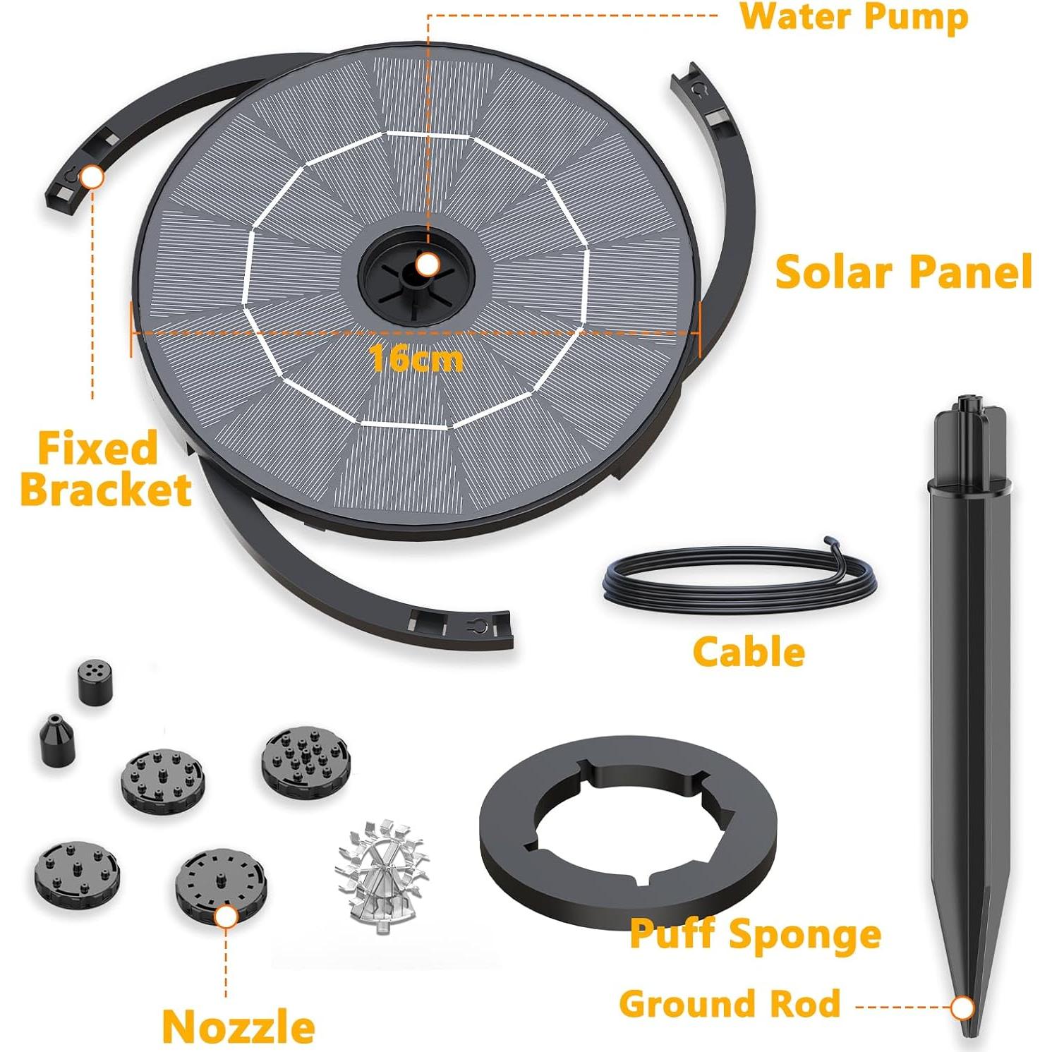 Bomba de Fuente Solar AISITIN 2.8W con Batería 1000mAh