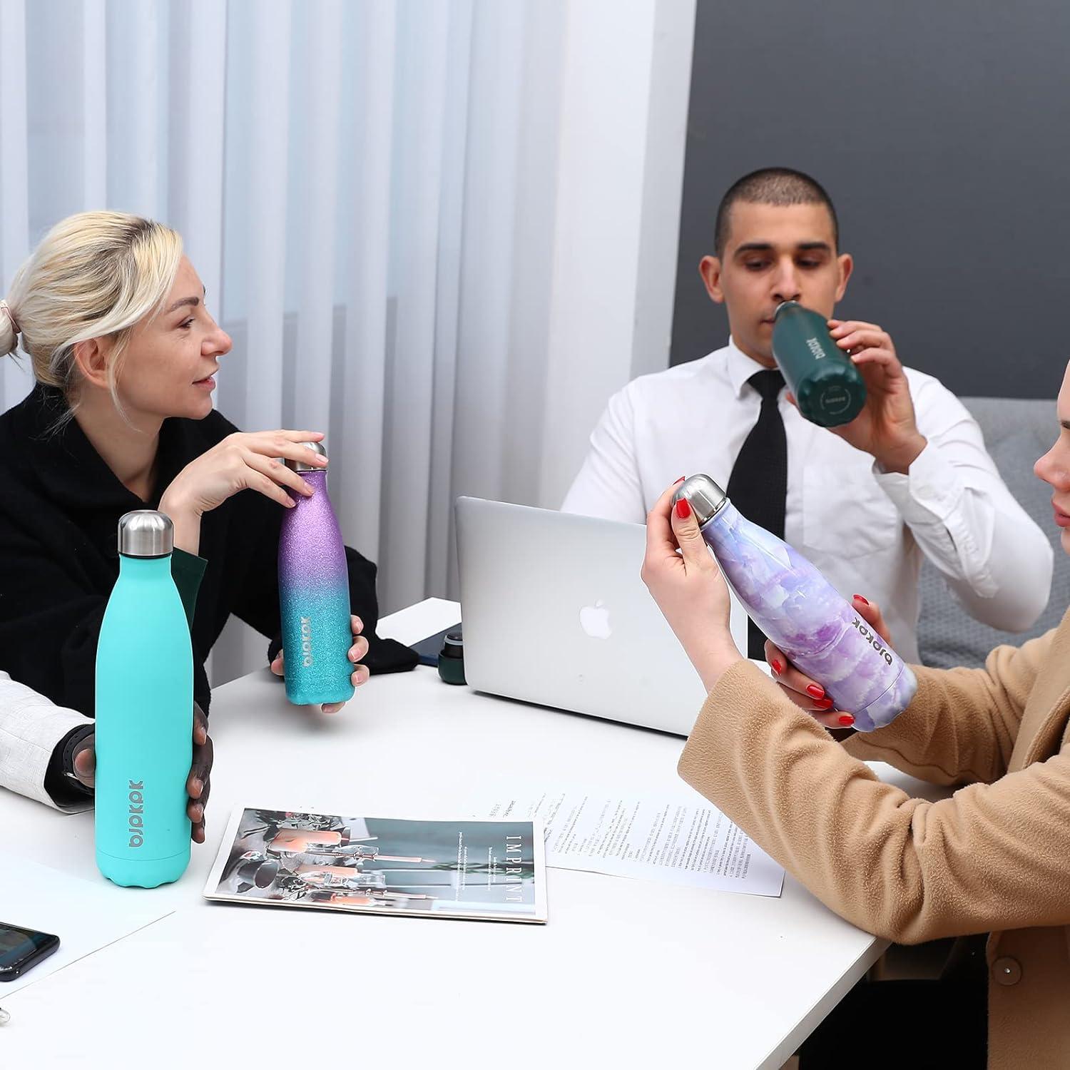 Botella de Agua Aislada BJPKPK 500ml Acero Inoxidable Flor de Mármol