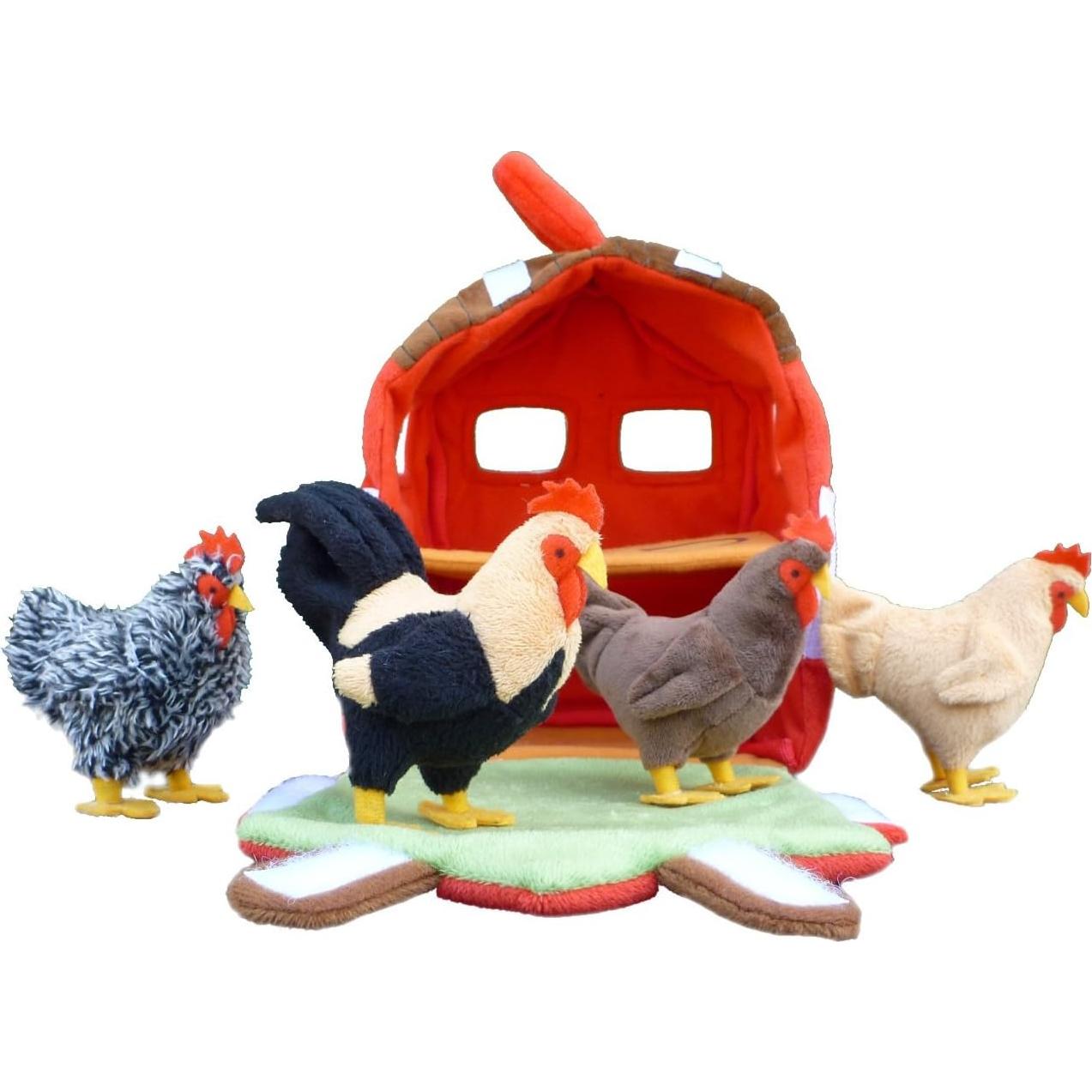 Gallinero Juguete de Peluche Adore 30 cm con Gallinas