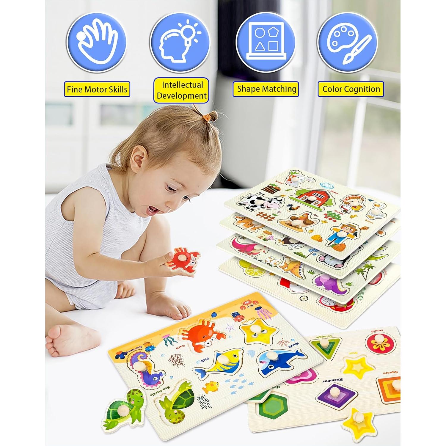Rompecabezas de Clavos de Madera Montessori 6 Pcs para Niños