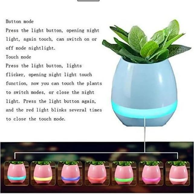 Maceta Musical Inteligente Genérico 10 cm Altavoz Bluetooth Azul