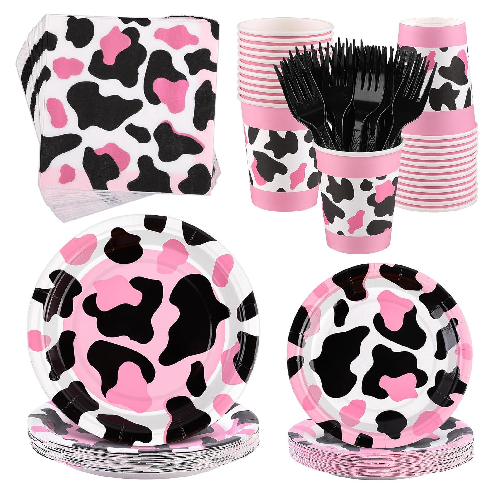 Juego de Vajilla de Fiesta 144 Piezas Kochorie Vaca Rosa