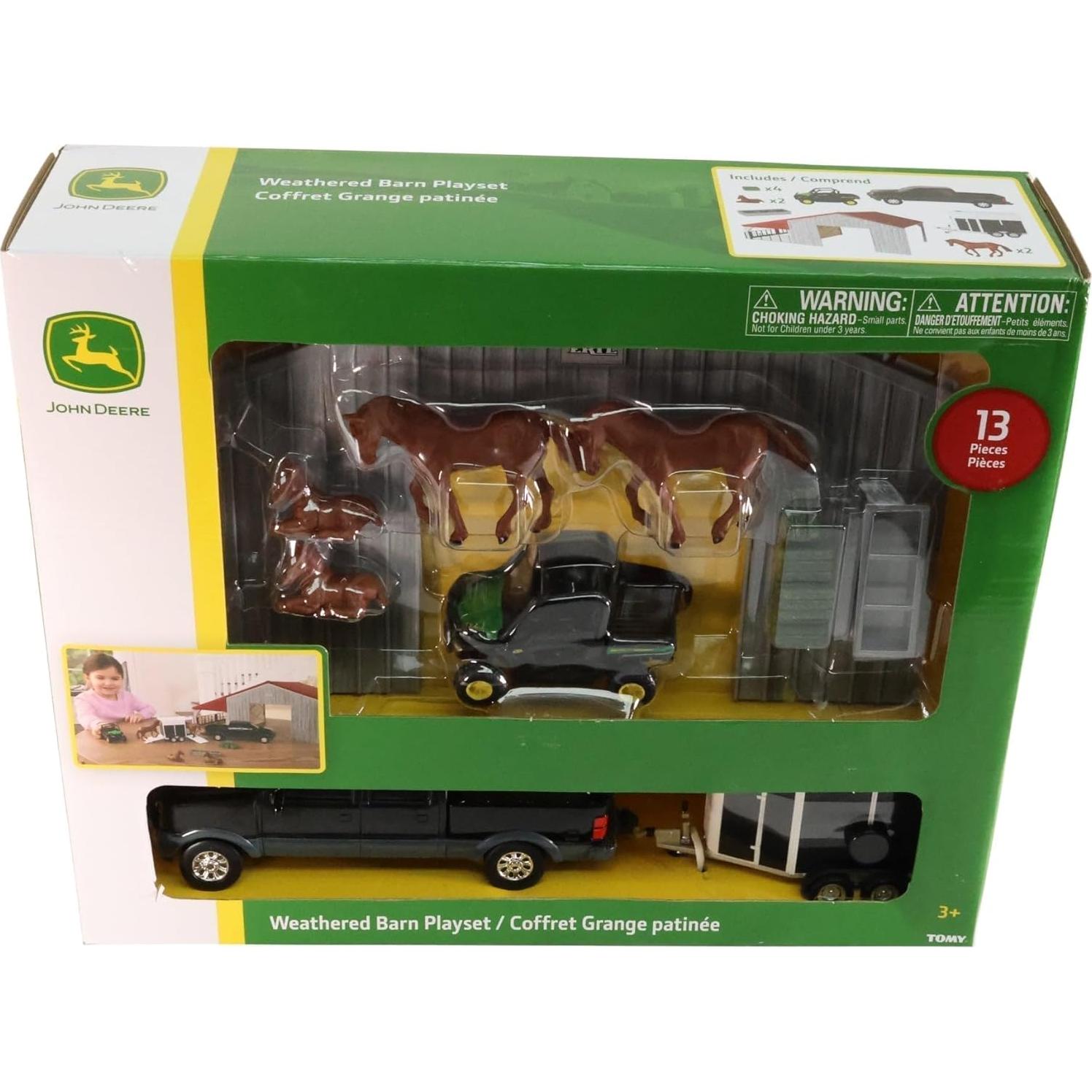 Set de Juguetes de Granja John Deere 13 Piezas con Establo