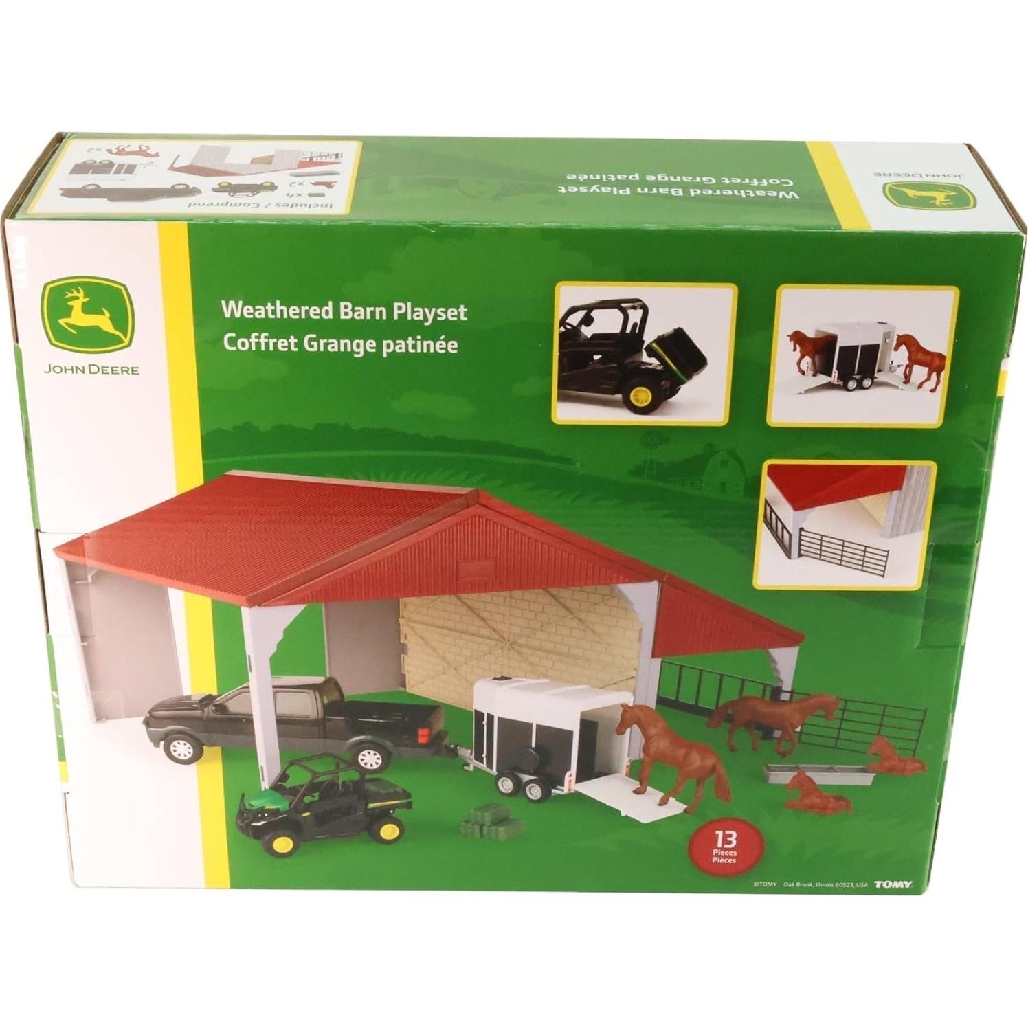 Set de Juguetes de Granja John Deere 13 Piezas con Establo