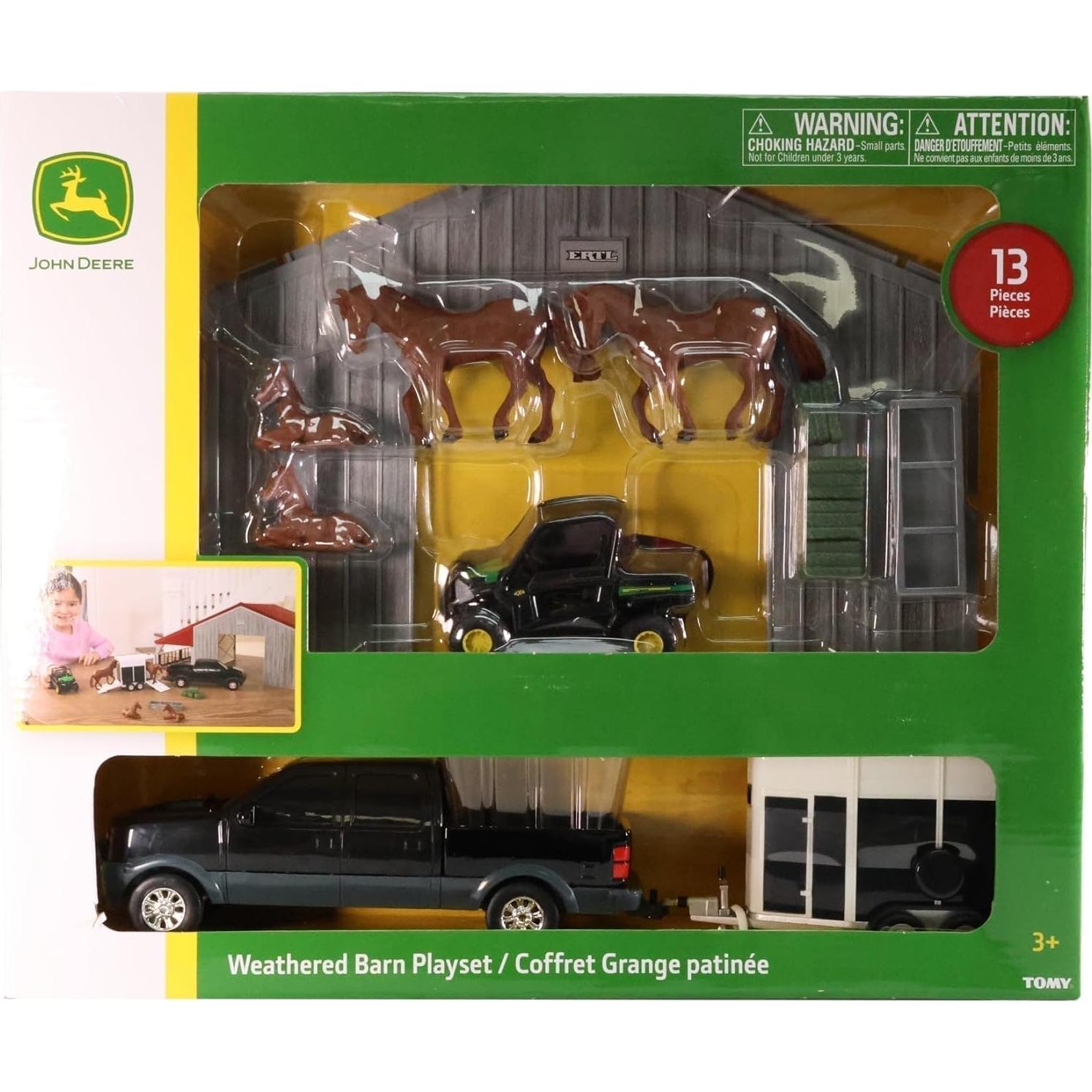 Set de Juguetes de Granja John Deere 13 Piezas con Establo