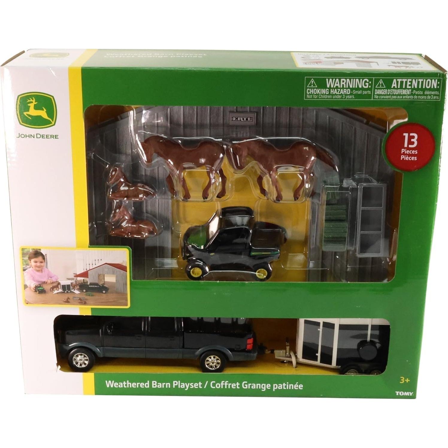 Set de Juguetes de Granja John Deere 13 Piezas con Establo