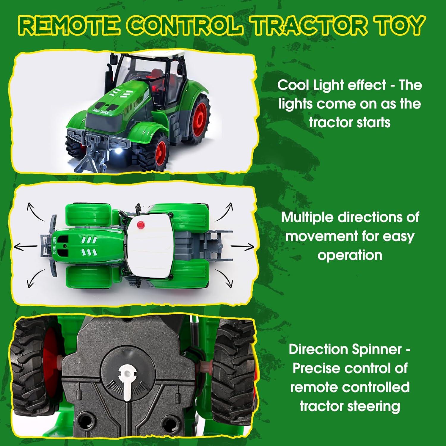 Tractor Control Remoto FIIOEOY con Remolque y Animales