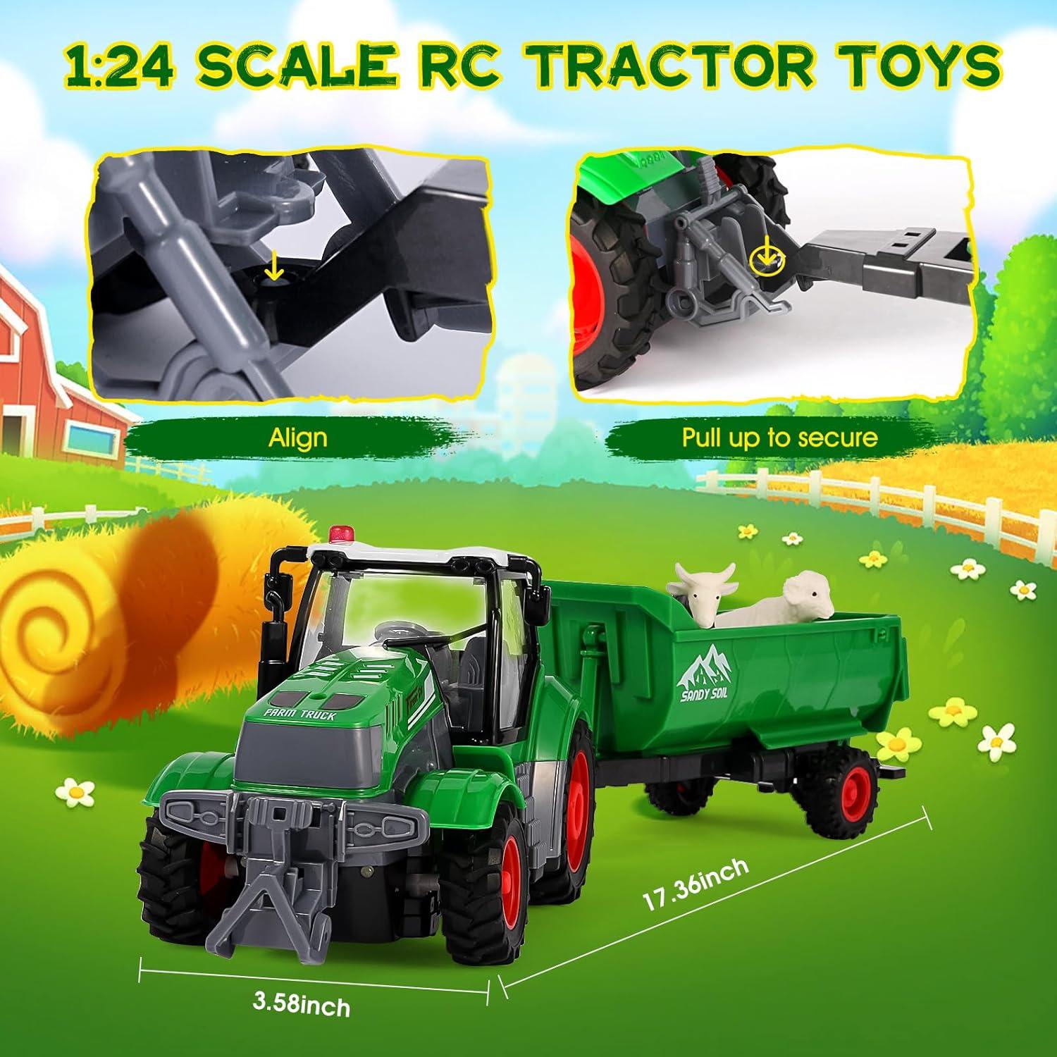 Tractor Control Remoto FIIOEOY con Remolque y Animales