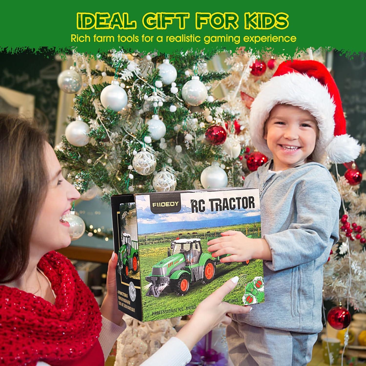 Tractor Control Remoto FIIOEOY con Remolque y Animales