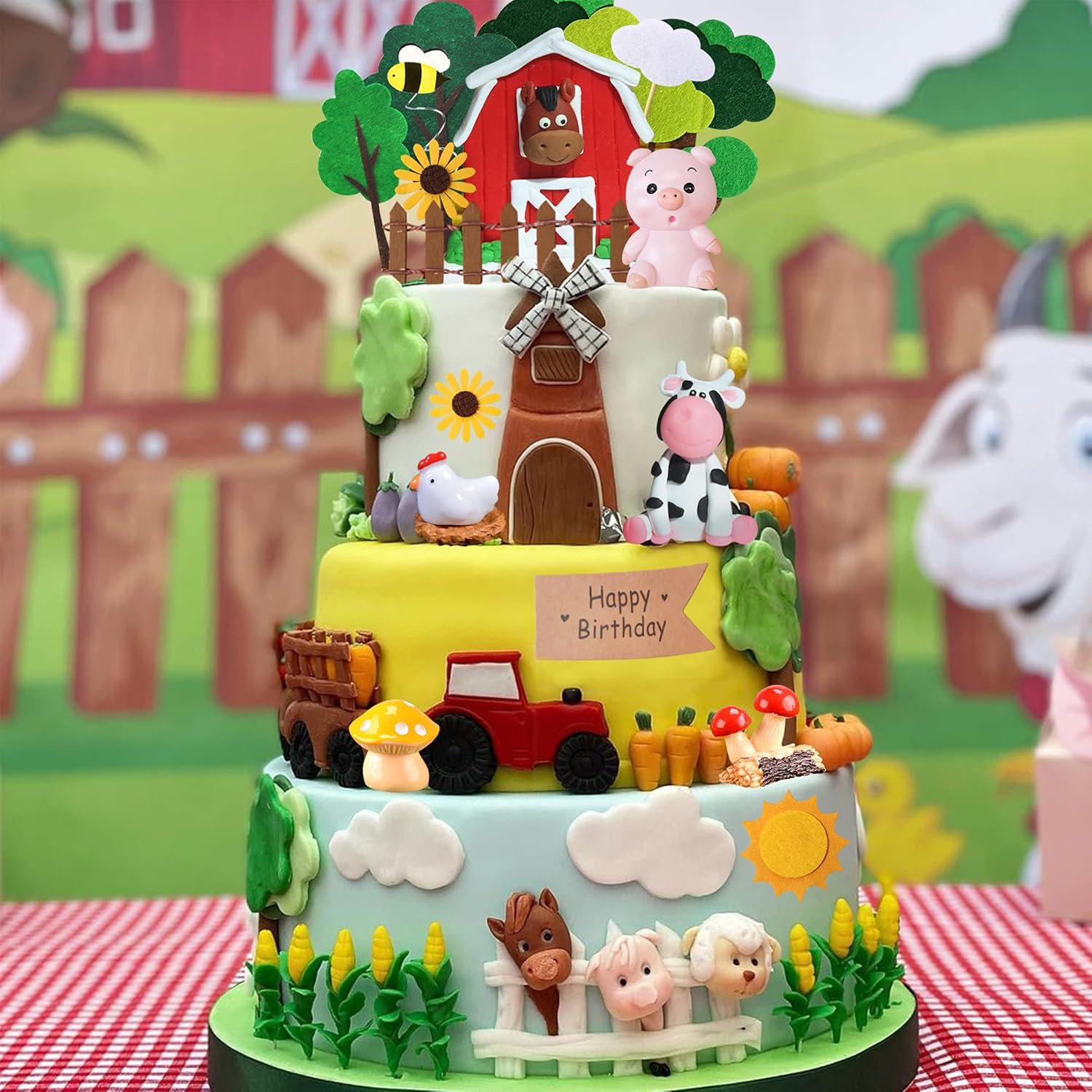 30 Piezas Topper Pastel Animales Granja RASSLISA Decoración