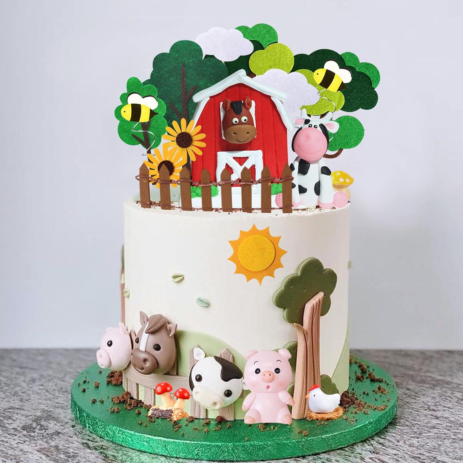 30 Piezas Topper Pastel Animales Granja RASSLISA Decoración