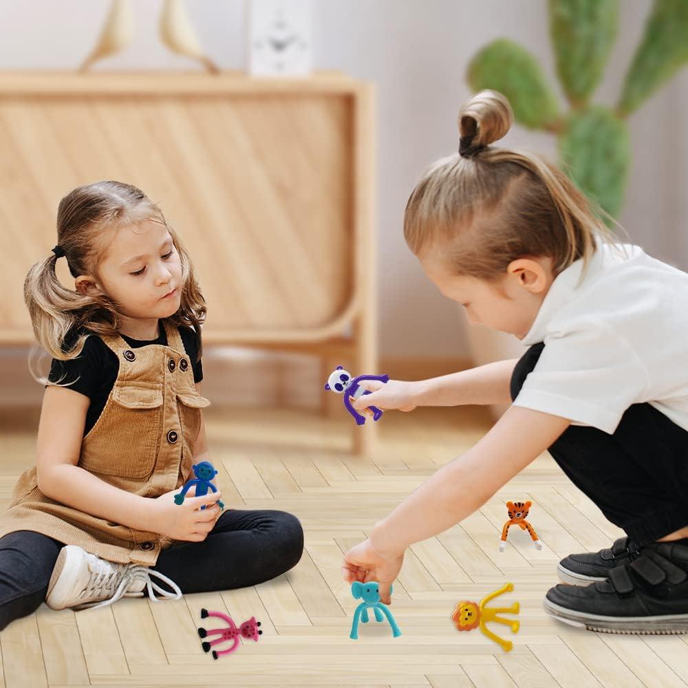 ArtCreativity Animal Bendable Figures, Set of 48, Stress Relief Bendy Toys for Kids in Panda, Tiger, Giraffe, Monkey, Elephant and Lion Designs, Bendable Toys, Zoo Animal Party Favors