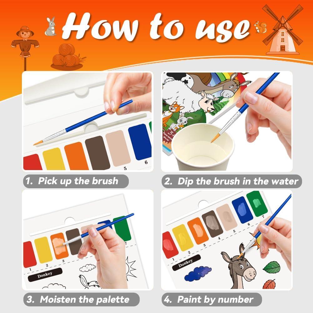 Libro de Pintura Acuarela YMluky Animales de Granja