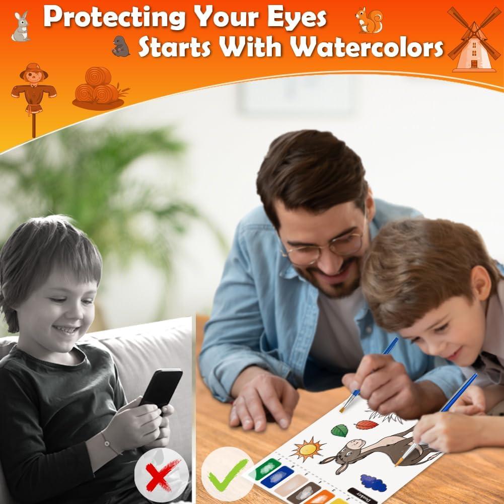 Libro de Pintura Acuarela YMluky Animales de Granja