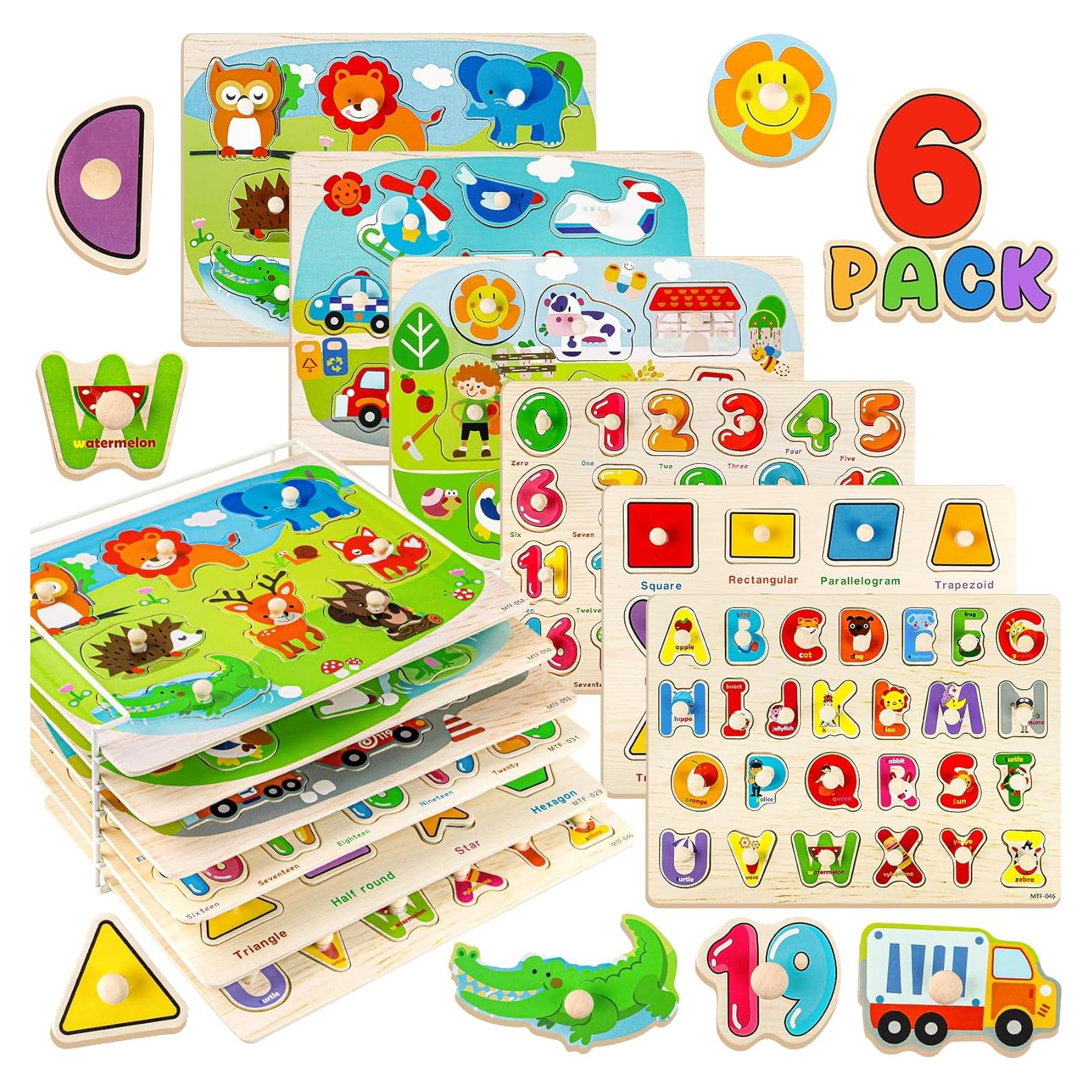 Paquete de 6 Rompecabezas de Madera Attmu para Niños