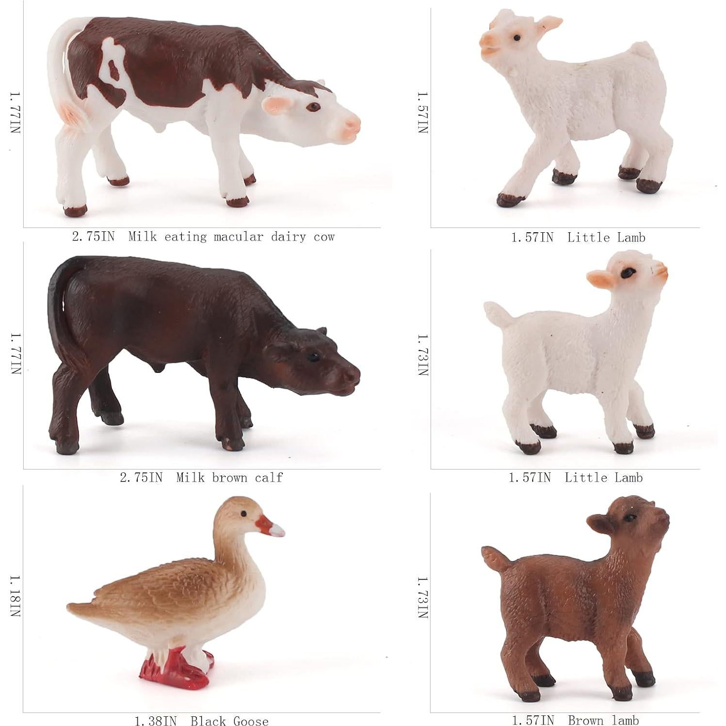 Juego de 6 figuras de animales de granja LC JoyCre