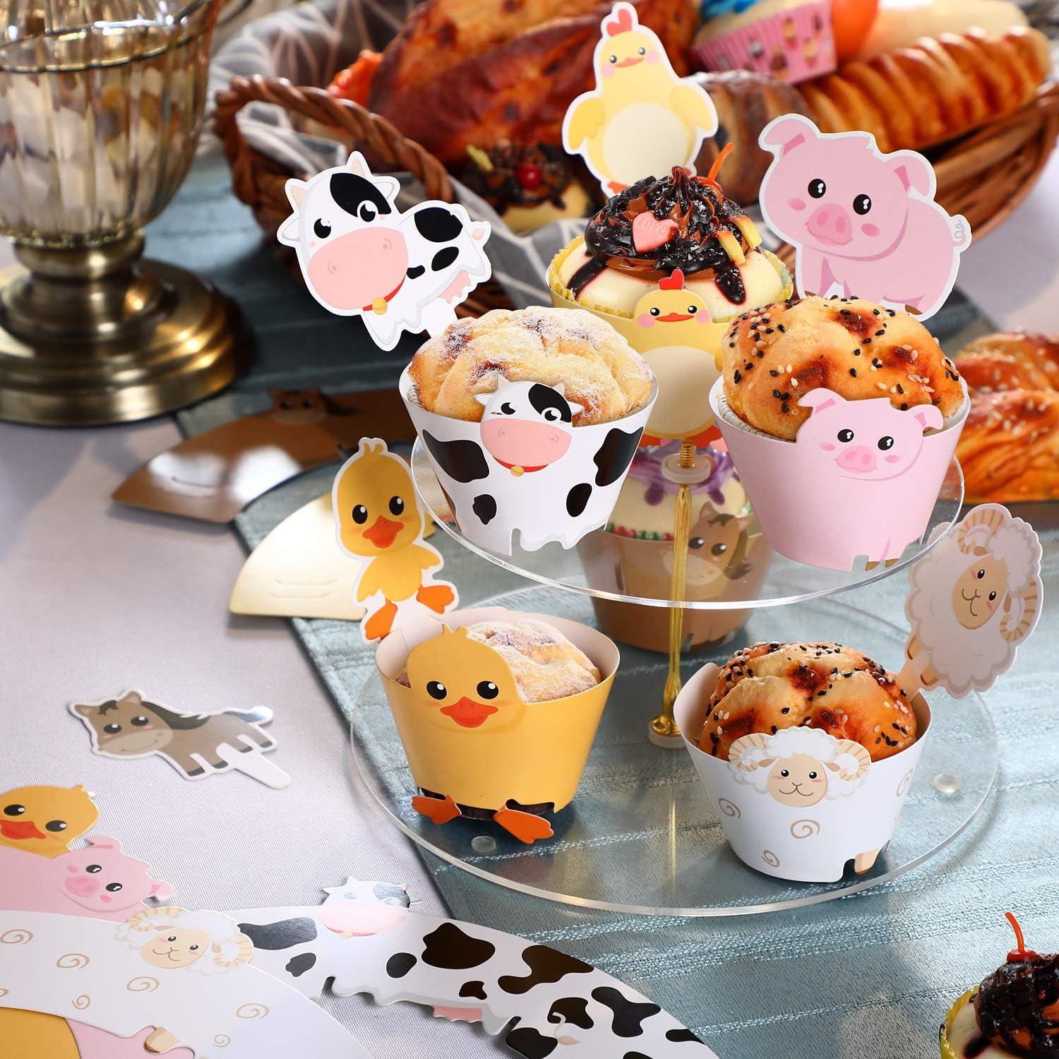 Decoraciones de Cupcakes de Animales de Granja Blulu 60 Pzas