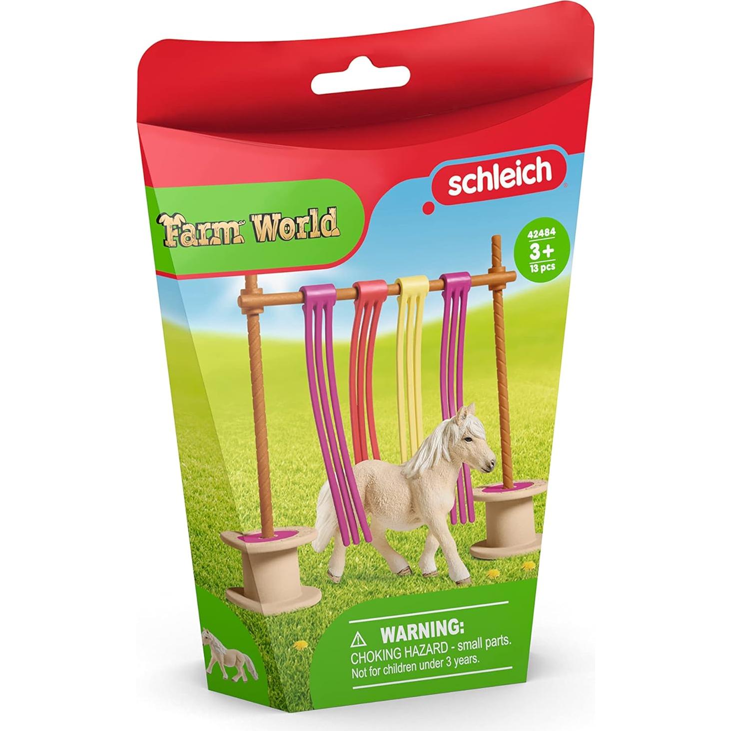 Schleich Farm World, Horse Toy for Girls and Boys, Pony Curtain Obstacle Playset with Horse Figurine 11-Piece Set, Ages 3+