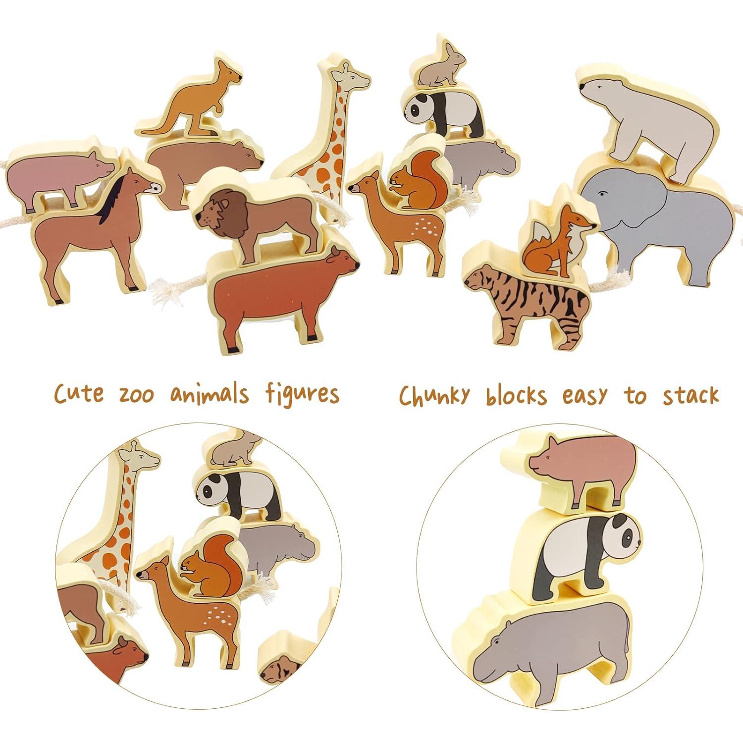 Bloques de Apilamiento de Animales de Madera Twood 16 Piezas