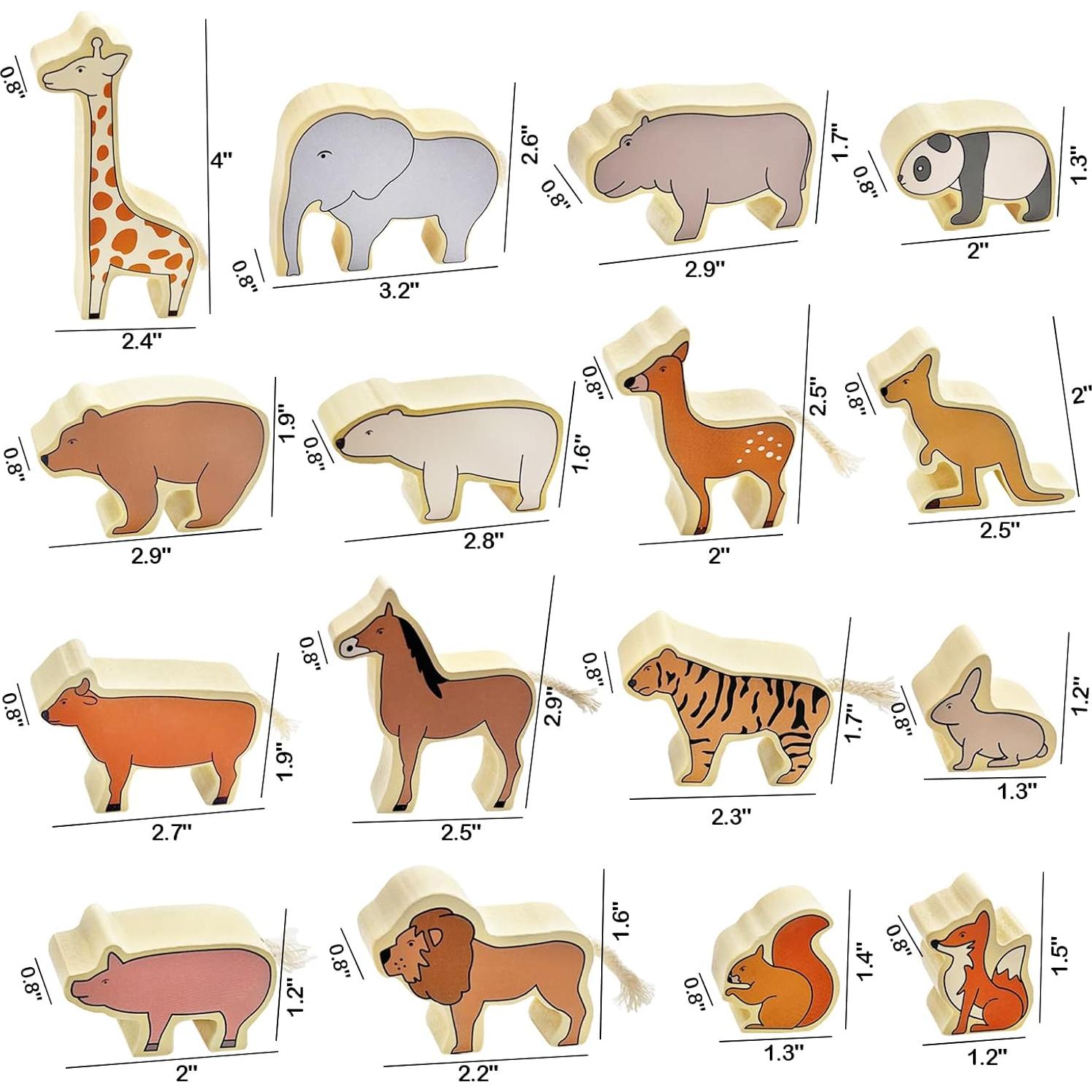 Bloques de Apilamiento de Animales de Madera Twood 16 Piezas