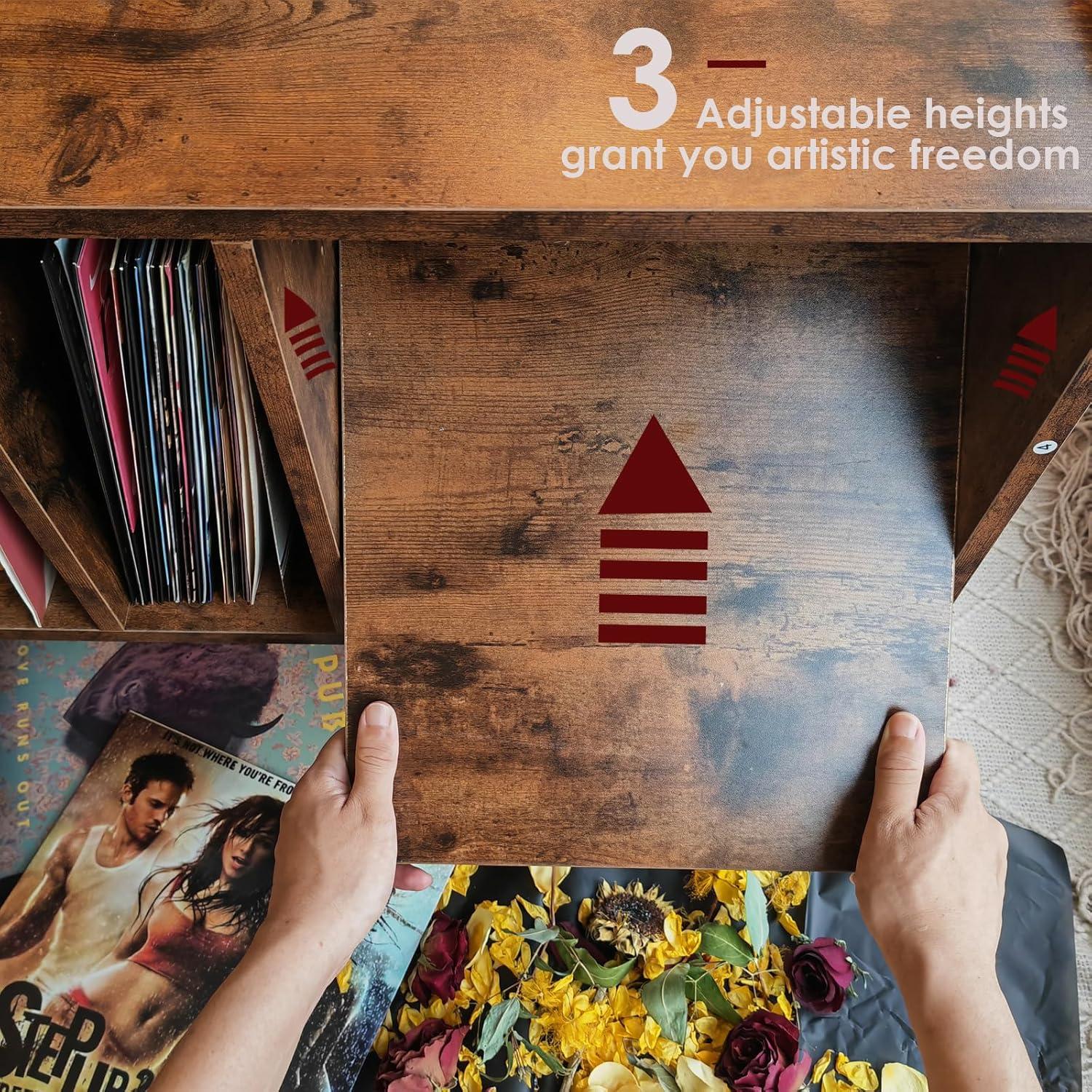 Soporte para Tocadiscos LKKRO con Almacenamiento para Vinilos