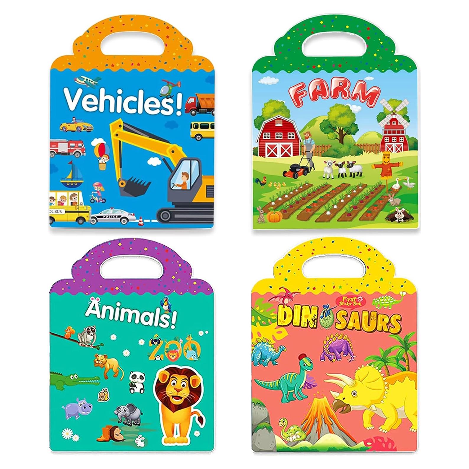 Libros de Pegatinas Reutilizables Yowlieu 4 Pcs Educativos