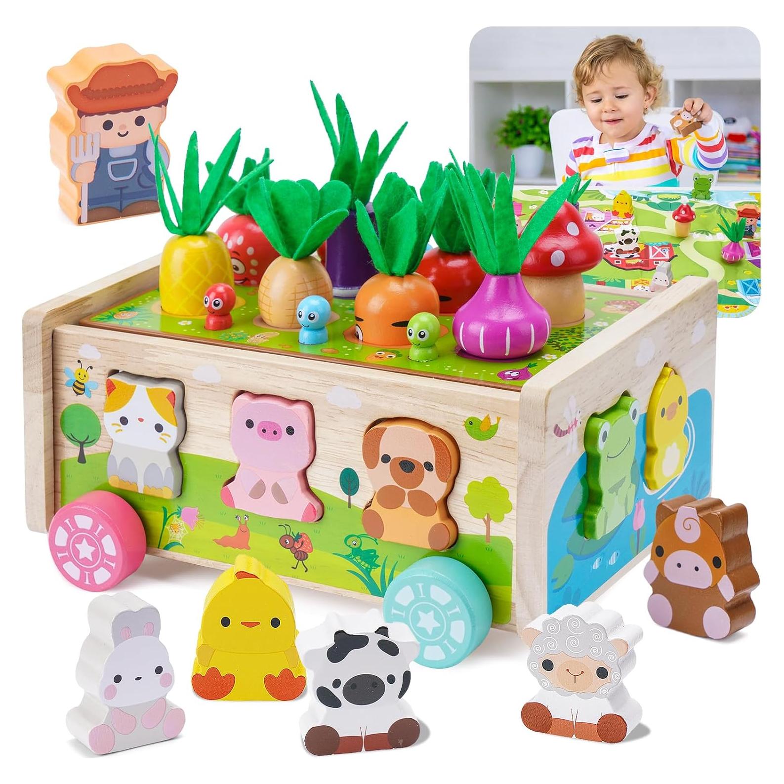 Juguete de Granja de Madera KMTJT para Niños 1-3 Años