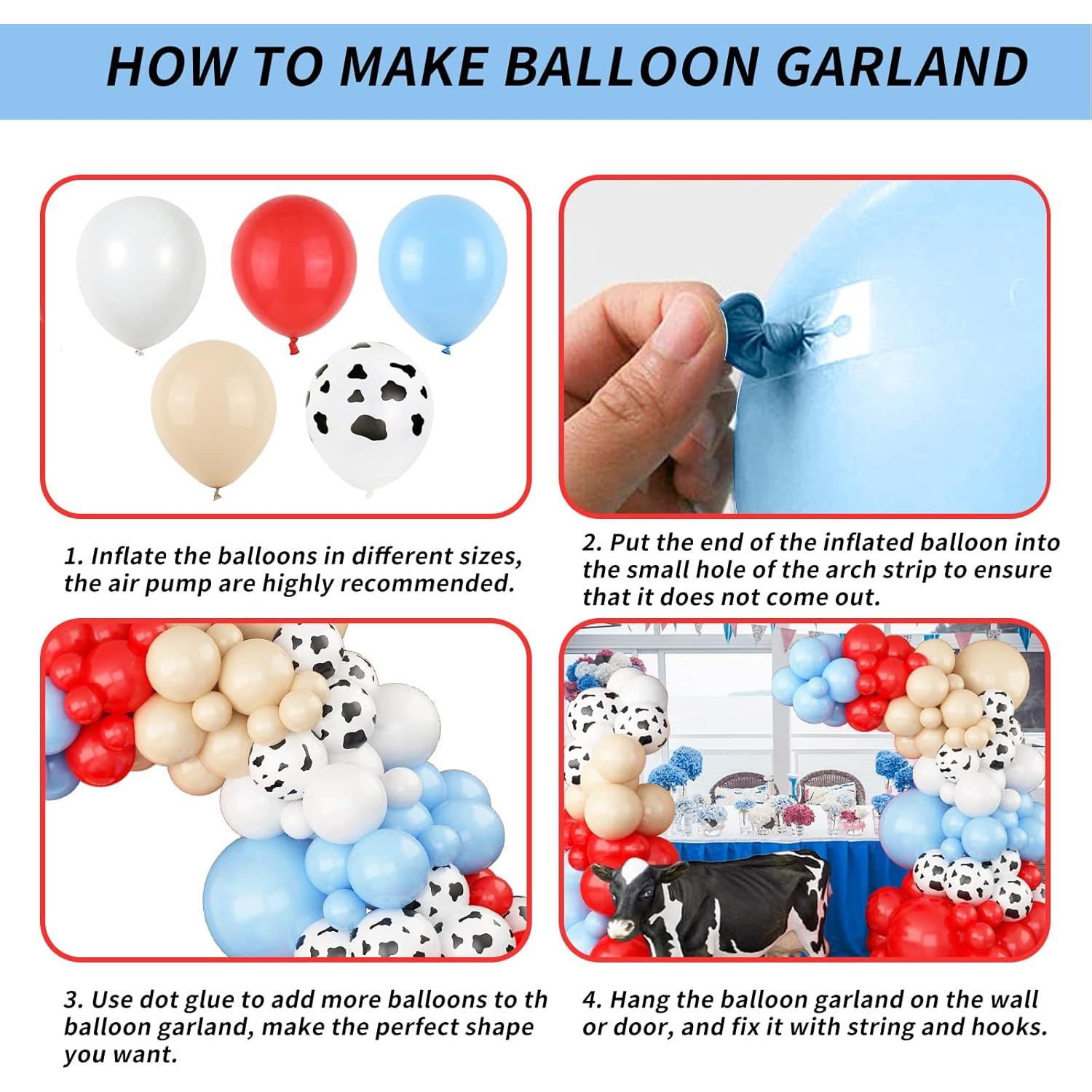 Kit de Arco de Globos Isndare Granja Rojo Azul Blanco 40 Piezas