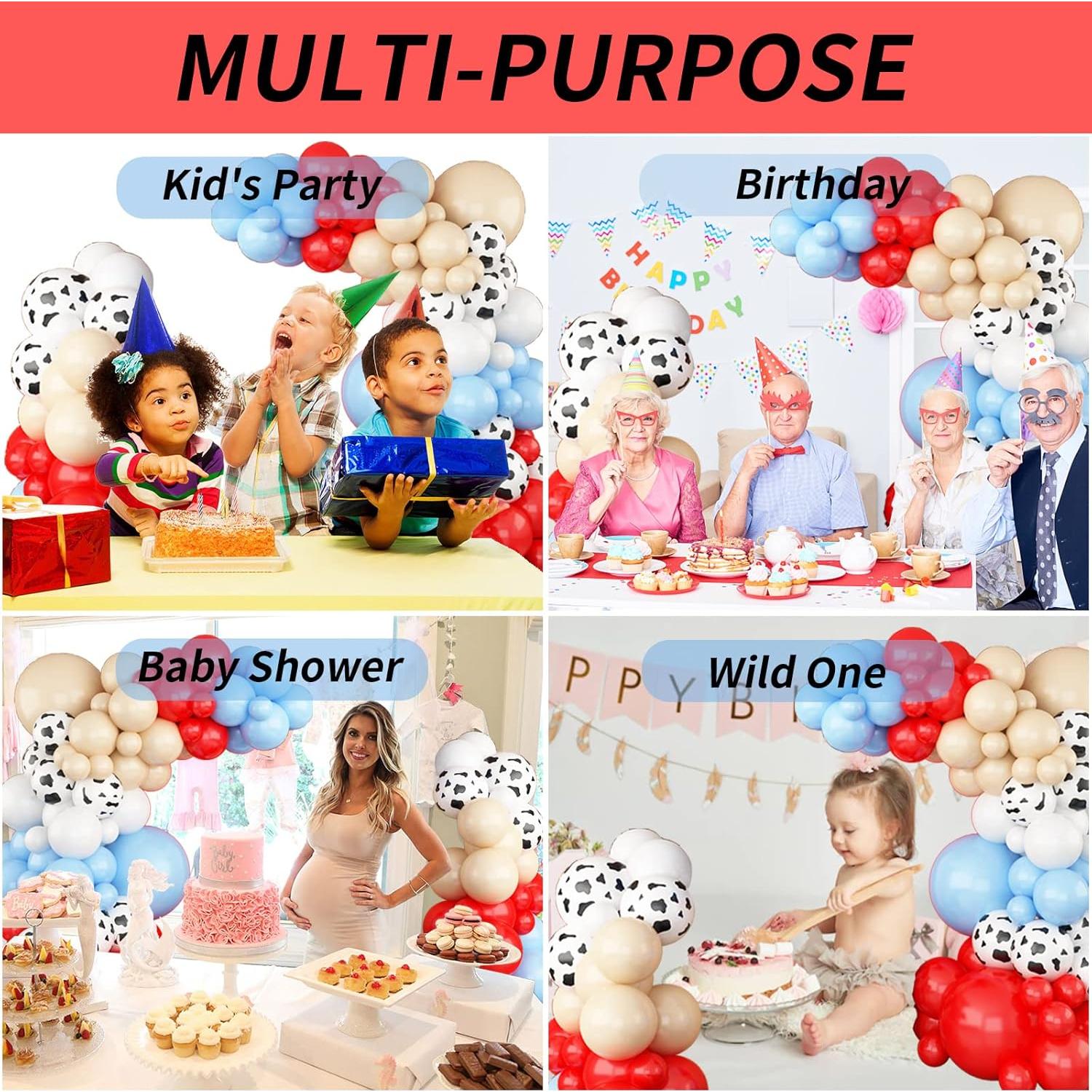 Kit de Arco de Globos Isndare Granja Rojo Azul Blanco 40 Piezas