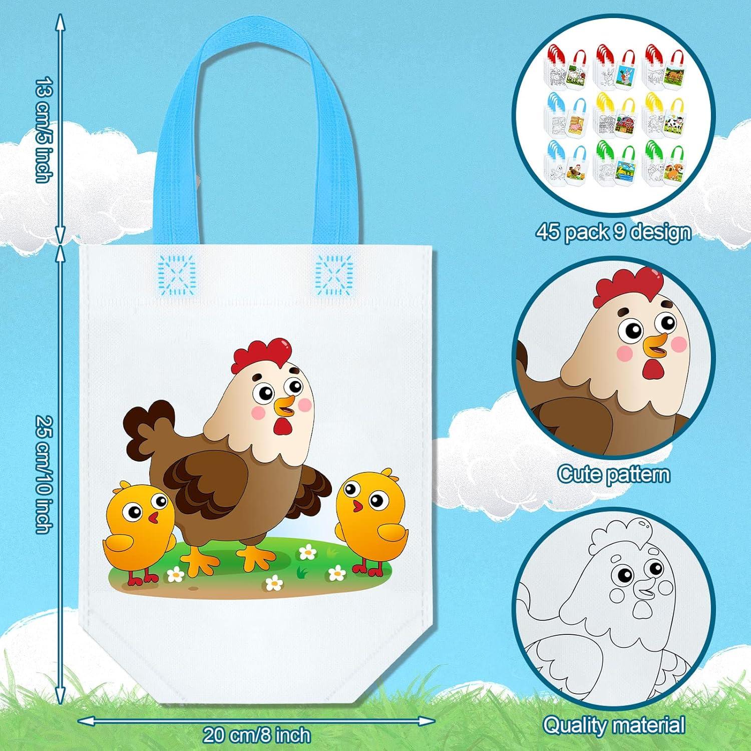 Bolsas de Sorpresa de Granja 45 Pcs Kakctyen para Colorear