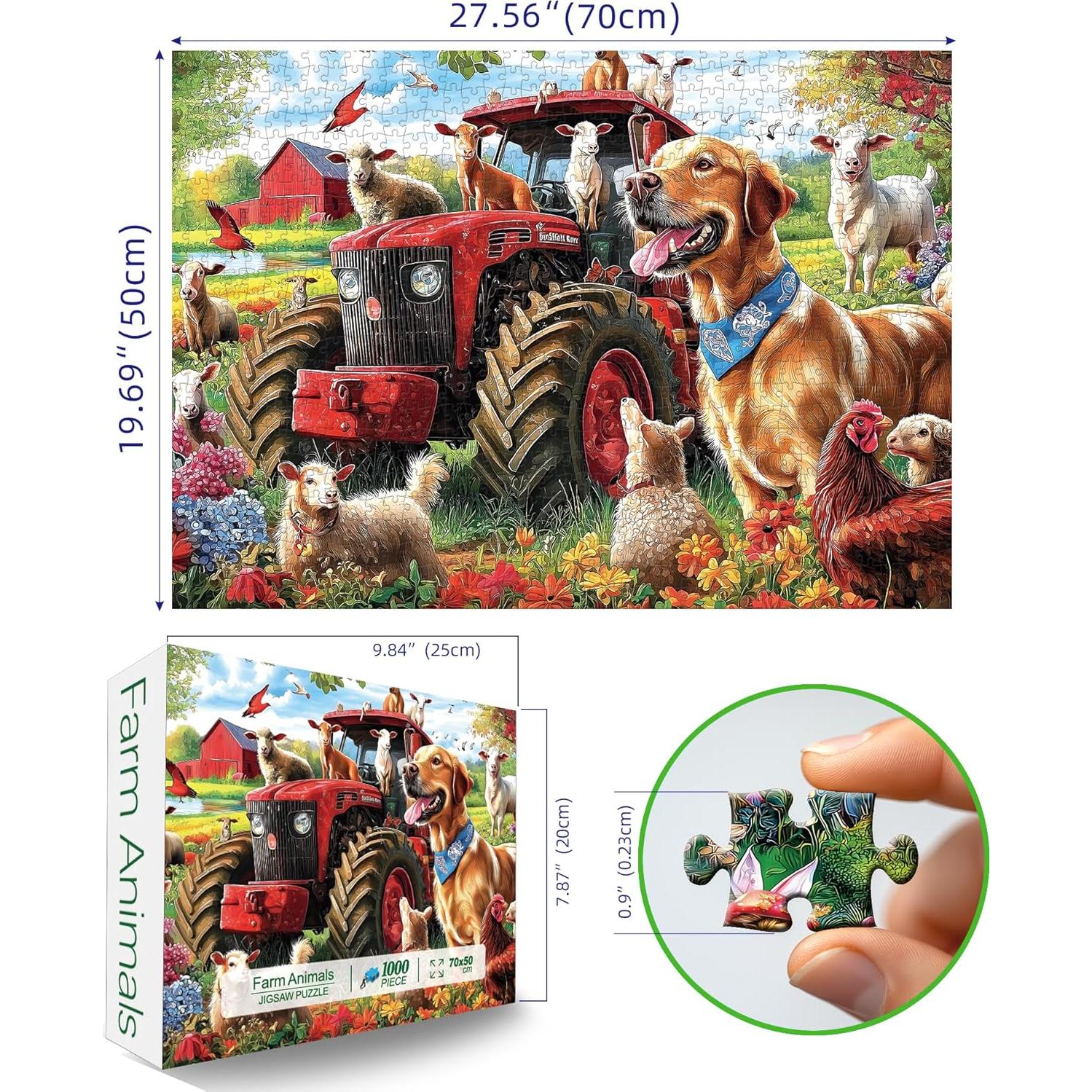 Rompecabezas de Animales de Granja JIUJIU 1000 Piezas 70x50 cm