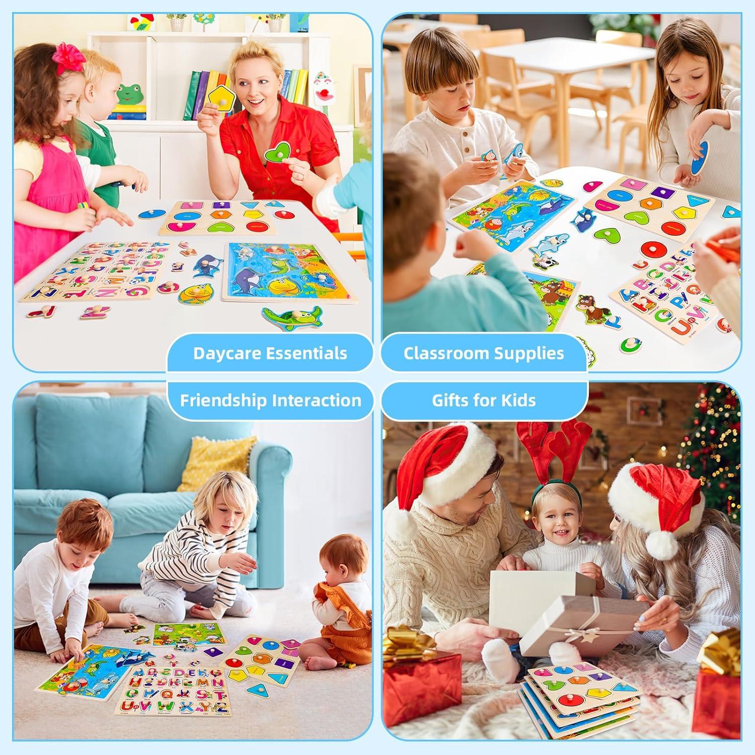 Rompecabezas de Madera Peacurh 4 Pack para Niños 2-4 Años