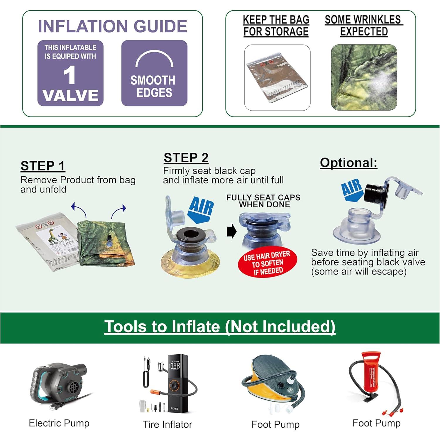 Cocodrilo Inflable Jet Creations 124 cm Verde Realista
